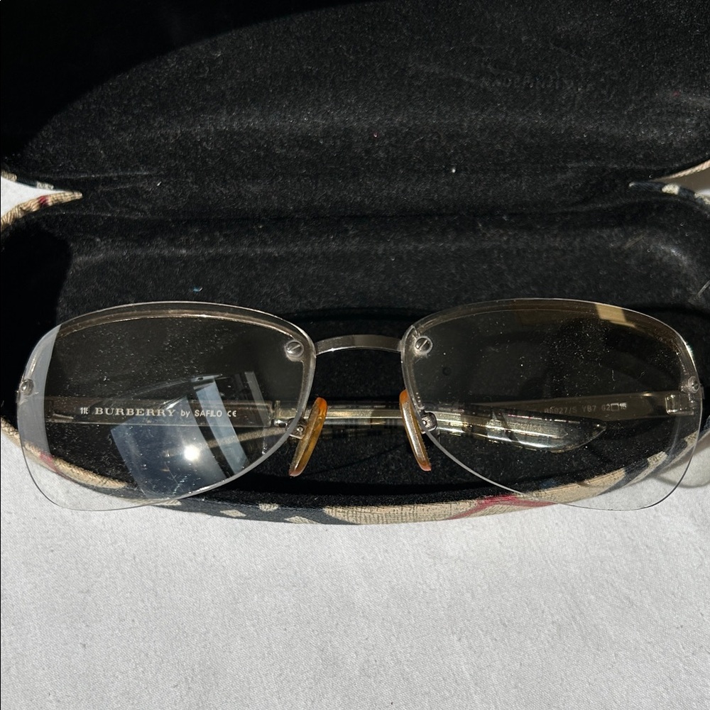 Vintage Burberry Y2K Silver Brown Sunglasses
